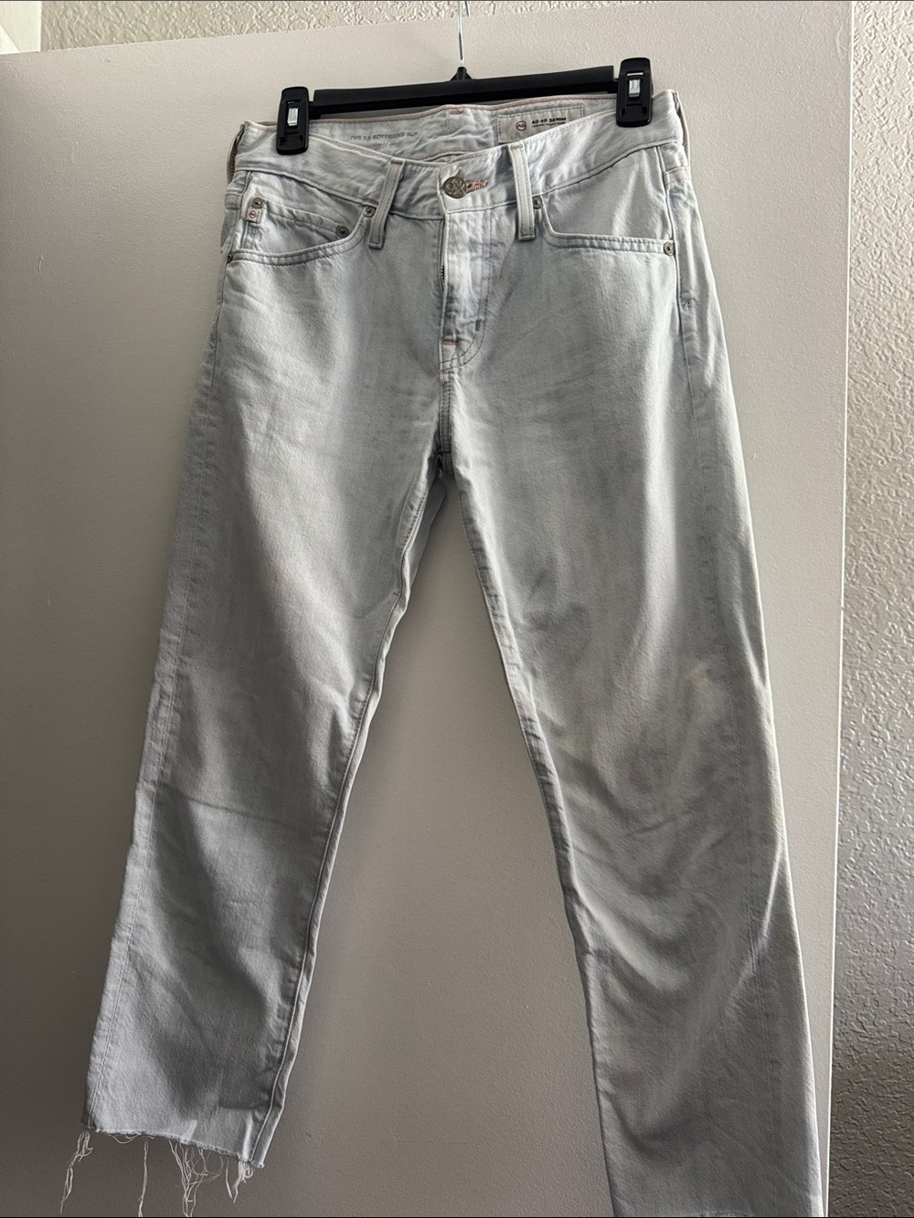 AG Adriano Goldschmied Women's Light Gray Straight-Leg Jeans
